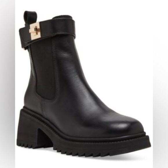 New Steve Madden Women's Gates Buckle-Detailed Lug-Sole Booties Size 7.5 - Picture 9 of 9